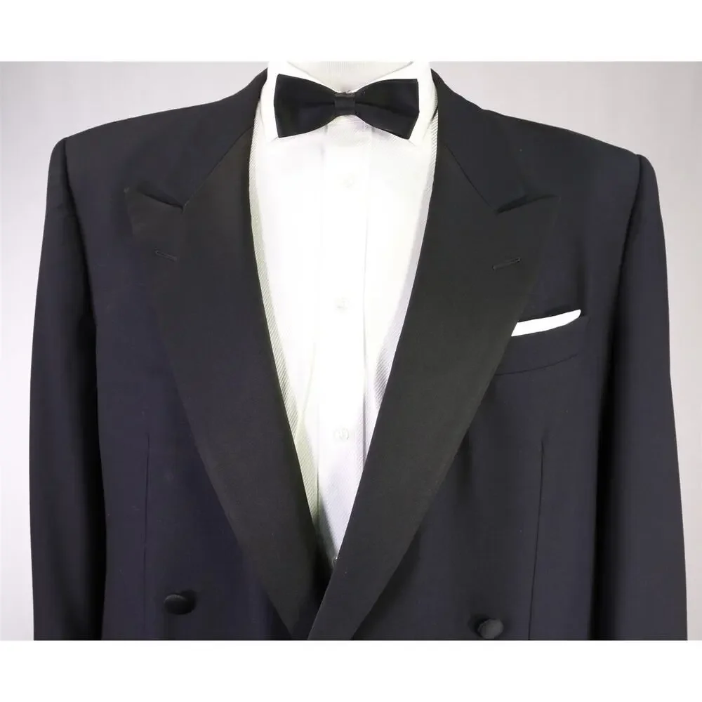 Lubiam Black Double Breasted Tuxedo Formal Wedding Blazer Jacket 42S